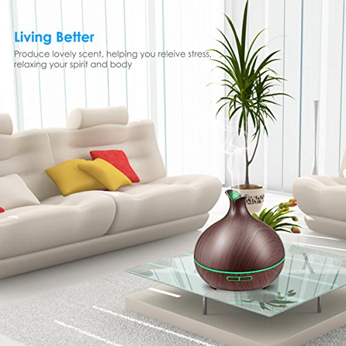 URPOWER 400ml Essential Oil Diffuser Wood Grain Diffuser with Auto ShutOff, Aromatherapy Oil