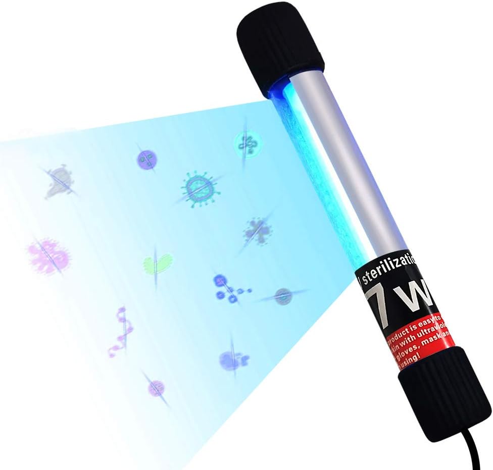 Portable UV Sanitizer Wand, Handheld Waterproof UV Lamp Sterilizer for Hotel Household Wardrobe Toilet Car Pet Area (7W)