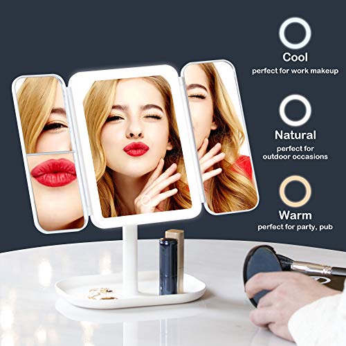 Makeup Mirror with Lights, Lighted Makeup Vanity Mirror with 1X/2X/3X