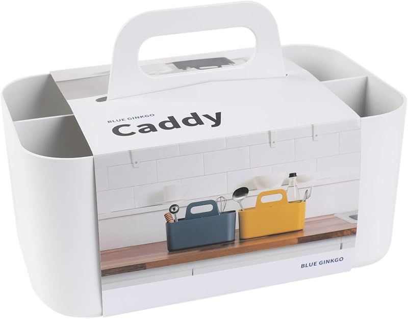 BLUE GINKGO Stackable Organizer Caddy White Rectangular 5 Compartments