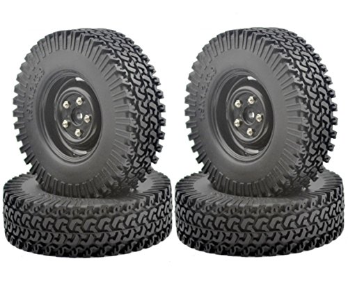 LAFEINA 4PCS 1/10 RC Crawler 100MM Tire&1.9 Inch Plastic Wheel Set with Foam Insert for Axial SCX10 D90