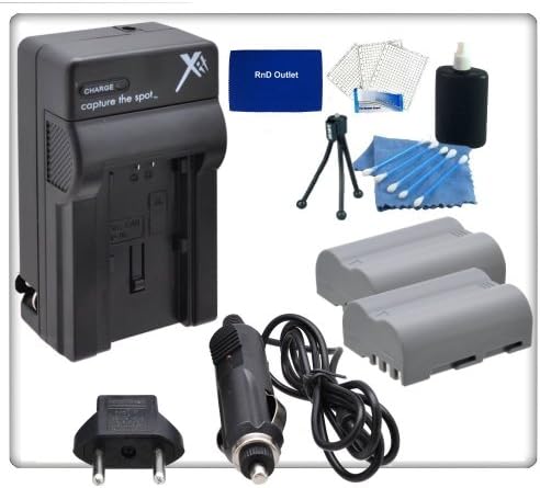 2 Pack High Capacity (2900 mAh) Nikon EN EL3e Replacement Battery &amp; Charger Kit For Nikon D300, D300s, D700, D90, D70, D70s, D50, D80, D100, D200 Digital SLR Cameras + Starters Kit &amp; RND Microfiber Cleaning Cloth