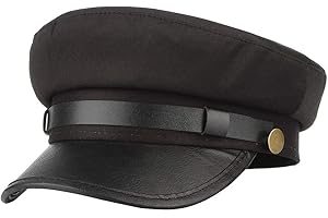 Mens Women Vintage Flat Cap, S.Charma British Style Navy Captain's Hat Chauffeur Hat