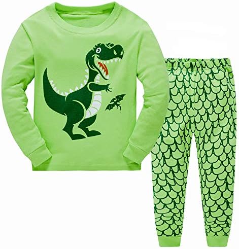Little Boys Pyjamas Short Set Dinosaur Printed Kids Pajama Pjs Summer Toddler Cotton Sleepwear Tops Shirts & Pants Nightwear Children Outfit Age 2-7 Years