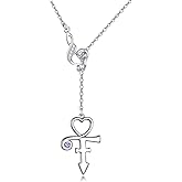 YAFEINI Prince Symbol Necklace S925 Sterling Silver Prince Music Y Necklace Prince Symbol Jewelry Gifts for Women Female Music Lover