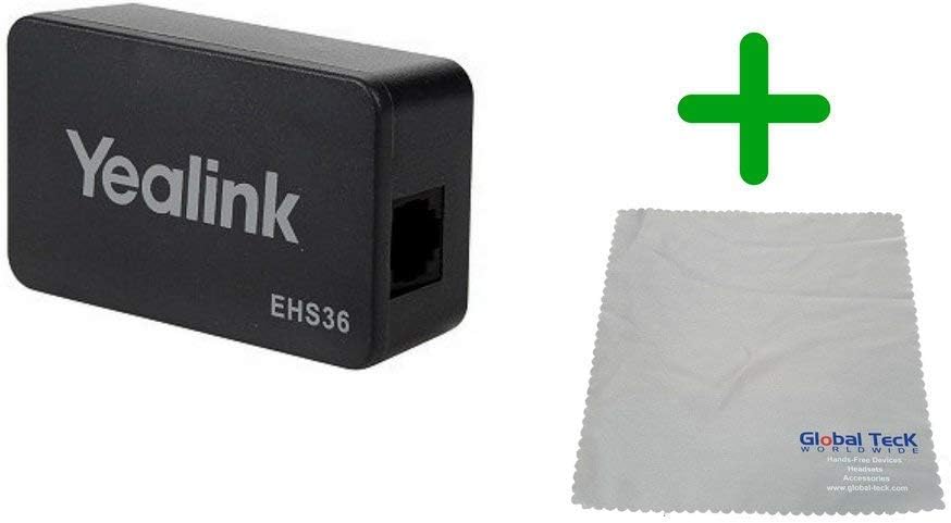 Global Teck Bundle of Yealink EHS36 Wireless Headset Adapter for Yealink IP Phones T48S, T48G, T46S, T46G, T42S, T42G, T41S, T41P, T40G, T40P, T29G, T27G, T27P and Microfiber Cloth