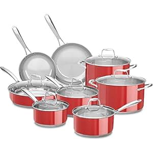 Amazon.com: KitchenAid 18\/10 Stainless Steel 14-Piece Cookware Set, Empire Red: Electronics Amazon.com: KitchenAid 18\/10 Stainless Steel 14-Piece Cookware Set, Empire Red: Electronics