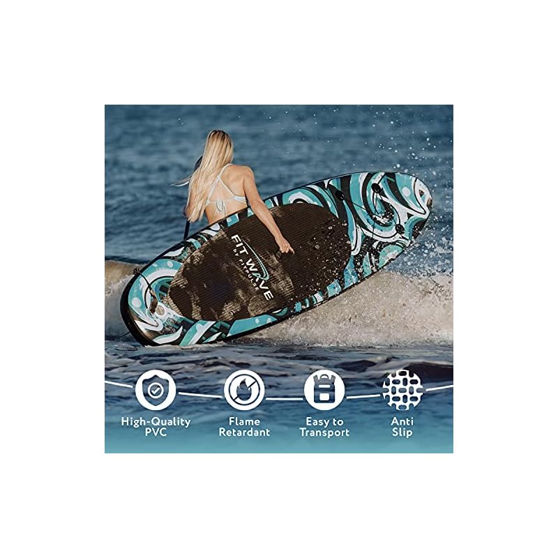FITWAVE Paddle Board 9.5ft + Kit Inflatable Paddle Boards for Adults