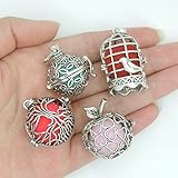 4pcs Mix Style Hollow Bird Cage Apple Tree Butterfly Locket Perfume Fragrance Essential Oil Aromatherapy Diffuser Charms Pendant Necklace
