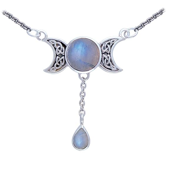 Alterras - Collier: Dreifacher Mond mit Mondstein aus 925-Silber m. Edelstein(en)