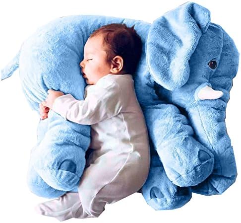 Missley Soft Elephant Pillow Lovely Animal Plush Toys Warm Sofa Cushion (Blue, Small)