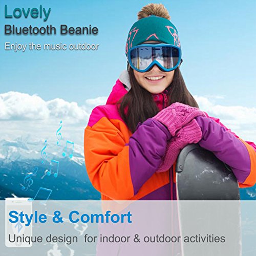 Qshell Wireless Bluetooth Beanie Hat Headphones Headsets Music Audio Cap with Speakers Mic Hands Free for Women Men Outdoor Sports,Compatible with iPhone 7/7plus, Ipad, Samsung, Blue