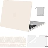 MOSISO Compatible with MacBook Air 13 inch Case 2026 2025 2024 2023 2022 M4 A3240 M3 A3113 M2 A2681,Plastic Hard Shell&Keyboard Cover&Screen Film&Pouch for MacBook Air 13.6 inch Case, Beige