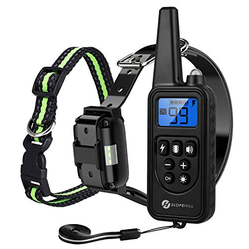 Slopehill Dog Training Collar, Waterproof Dog Shock Collar with 2600 Feet Remote, Rechargeable Electronic Dog Collar with Vibration Tone Shock Modes, Adjustable Collar Strap for Small Medium Large Dog