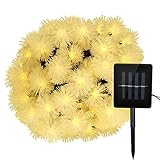 GARMAR Solar String Lights, 8 Mode 30ft 50 LED Chuzzle Ball Lights for Outdoor, Camping, Patio, Lawn, Landscape, Garden, Home, Wedding, Holiday, Christmas Party, Xmas Tree, waterproof.(Warm White)