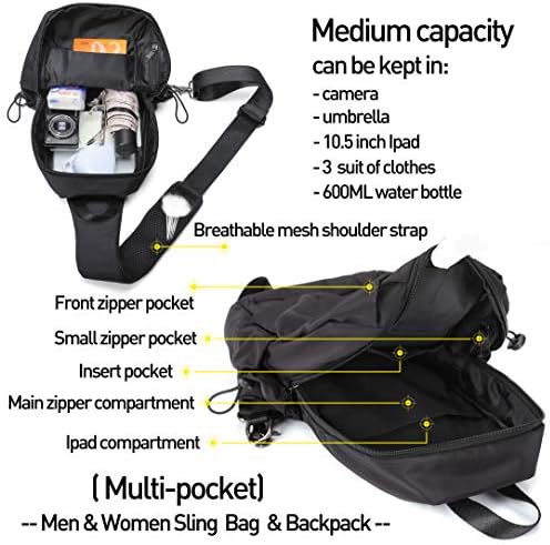 Small Black Sling Crossbody Backpack Shoulder Bag for Men Women, Lightweight One Strap Backpack Sling Bag Backpack for Hiking Walking Biking Travel Cycling USB Charger Port-Nylon 2 Small Black Sling Crossbody Backpack Shoulder Bag for Men Women, Lightweight One Strap Backpack Sling Bag Backpack for Hiking Walking Biking Travel Cycling USB Charger Port-Nylon