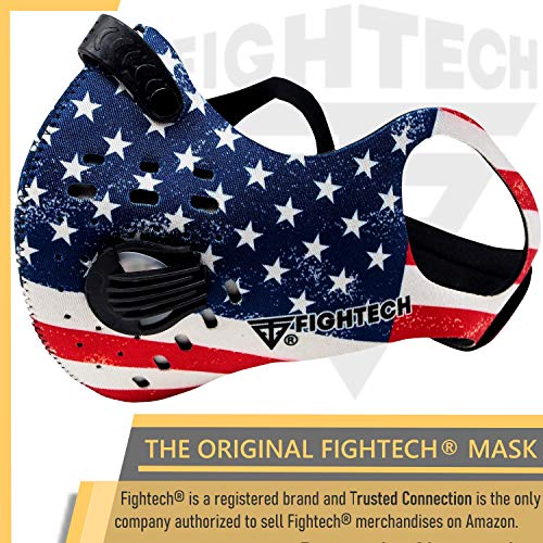 FIGHTECH Dust Mask | Mouth Mask Respirator with 4 Carbon Filters for Pollution Pollen Allergy Woodworking Mowing Running | Washable and Reusable Neoprene Half Face Mask (L/USA)