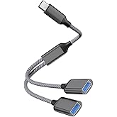 USB C Male to Dual USB Female Adapter, USB Splitter, Type C OTG Adapter | Dual Port Hub, Compatible with iPhone 17/16/15 Pro Air, MacBook Pro/Air, iPad, Samsung Galaxy, Surface GO, Xbox One
