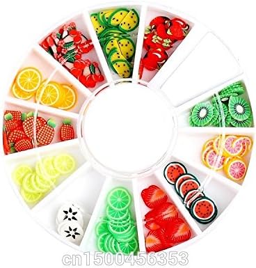 DIY Nail Art Wheel Decorations Fruit Slices 3d Polymer Clay Tiny Fimo Wheel Nail Art Rhinestones Acrylic Decoration Manicure