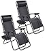 Goplus Zero Gravity Chairs, Lounge Patio, Folding Recliner, Outdoor Yard Beach with Cup Holder, Black, 2 Piece