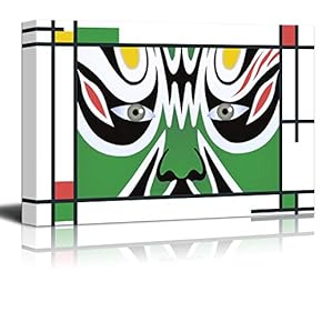 Canvas Wall Art Peking Opera Facial Masks Pictures Home Wall Decorations for Bedroom Living Room Paintings Canvas Prints Framed - 12x18 inches