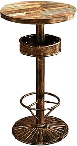 VBARV Mesa Alta Vintage de Bar, Mesa Redonda de Bar de Hierro Forjado