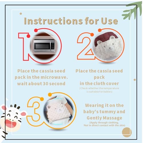 ISANPAN Baby Colic and Gas Relief - Cassia Seed Heated Tummy Wrap,Infant Warming Pad Belly Band Gripe Belt Relieves and Soothes Gas,Bloating and Upset Stomach (Beige)