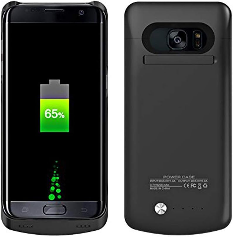 Galaxy S7 Edge Battery Case, 5200mAh Rechargeable Extended Battery Pack Charger Case, Portable Power Bank Charging Backpack Case for Samsung Galaxy S7 Edge 5.5inch (Black)