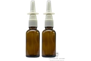 ADVANCED ASCENT Amber Glass 1 oz Nasal Sprayer! EMPTY, Refillable, Travel Sized, Quality Glass for Saline Applications! (2 Pack)