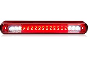 LESAUCE 2025 Upgraded 3rd Third Brake Light for 1988-1998 Chevy C1500/K1500/Silverado, High Mount Stop Light for GMC C1500/K1500, LED Cargo Light with Seal Gasket, Red/White Smoked Housing