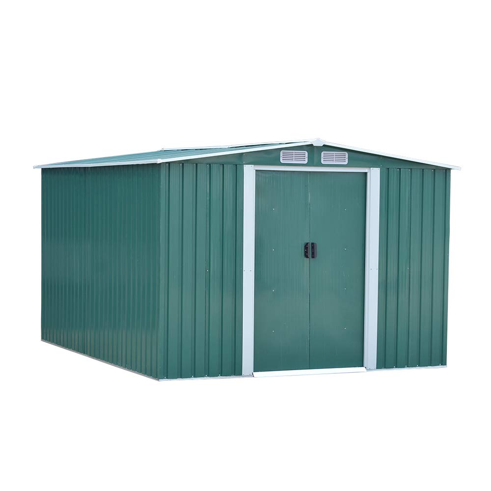 elevenfurniture 10 x 8ft Tool Storage House Metal Garden Apex Roof