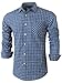 Emiqude Mens Casual Slim Fit Long Sleeve Pocket Inner Contrast Plaid Dress Shirt Large Navy