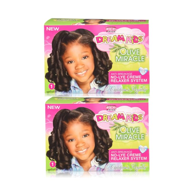AFRICAN PRIDE Dream Kids Olive Miracle No-Lye Relaxer - Regular - 2 Pack Bundle