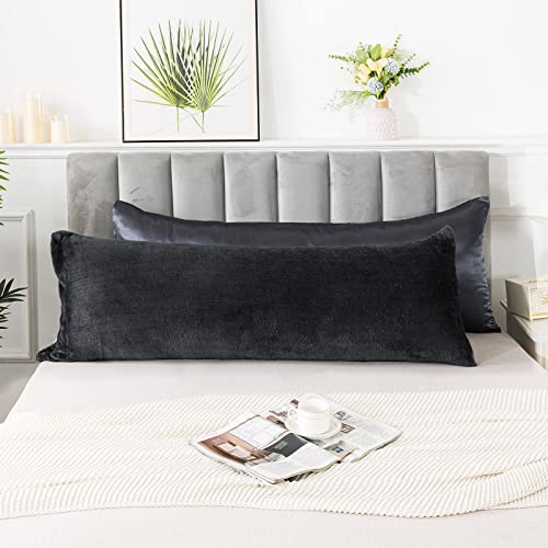 WhatsBedding Sherpa Body Pillow with Removable Washable Cover,Soft