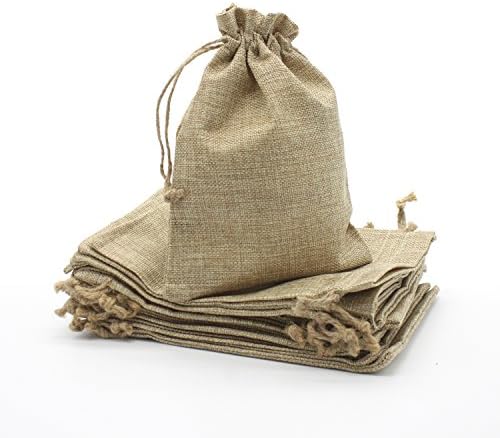 20 Pcs Faux Burlap Bags Wedding Paty Favor Small Gift Drawstring Sack (6"X8")