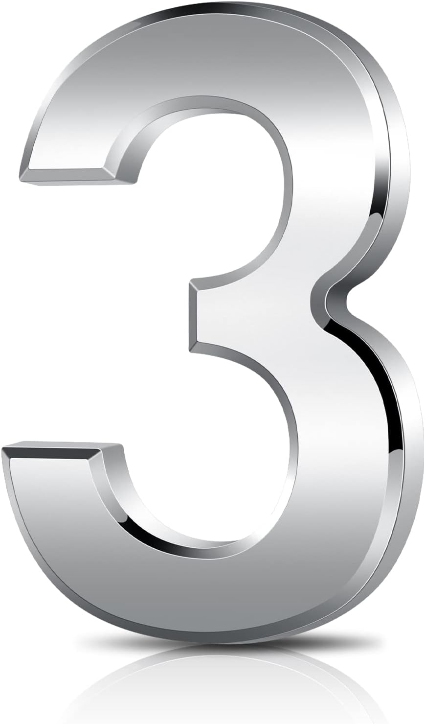 Vicloon 3D Door Numbers 3 Inches Self Adhesive Waterproof Silver 7.6cm