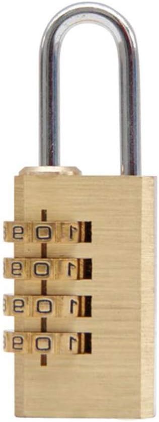 Wffo 4 Digits Number Padlock Password Code Password Lock Brass Combination Lock