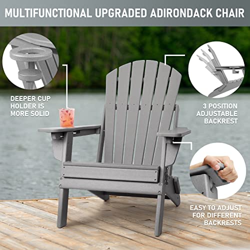 FUNBERRY Plastic Adirondack Chairs,Folding Adirondack Chairs,Adjustable