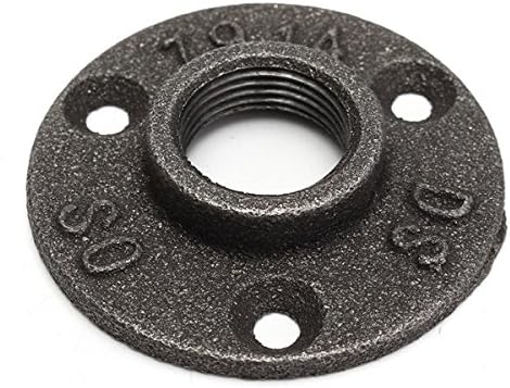 EsportsMJJ 1/2 or 3/4 Inch Black Flange Iron Pipe Floor Fitting Plumbing Threaded Three Holes Flange -1/2 inch - Image 3