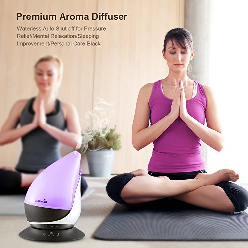 Easehold Aroma Essential Oil Diffuser Humidifier 400ml Cool Mist with Colorful Lights 4 Timer Wood Grain Finish