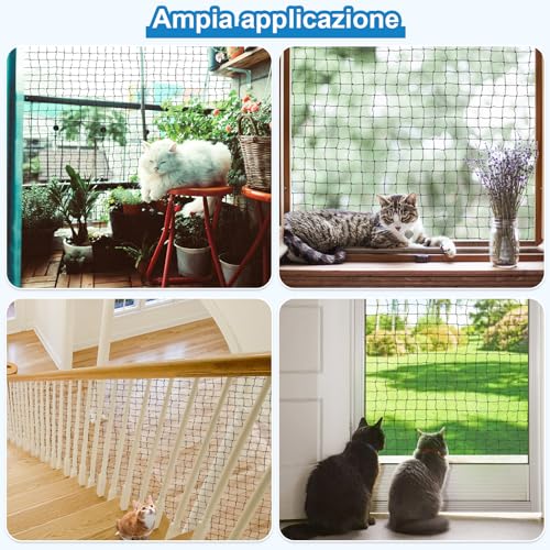 Aystkniet Cat Net | Extra Reinforced with Wire | 3 x 2 m Net for Fencing Including Fixing Rope | Cat Net Balcony | Cat Net | Cat Protection Net Balcony