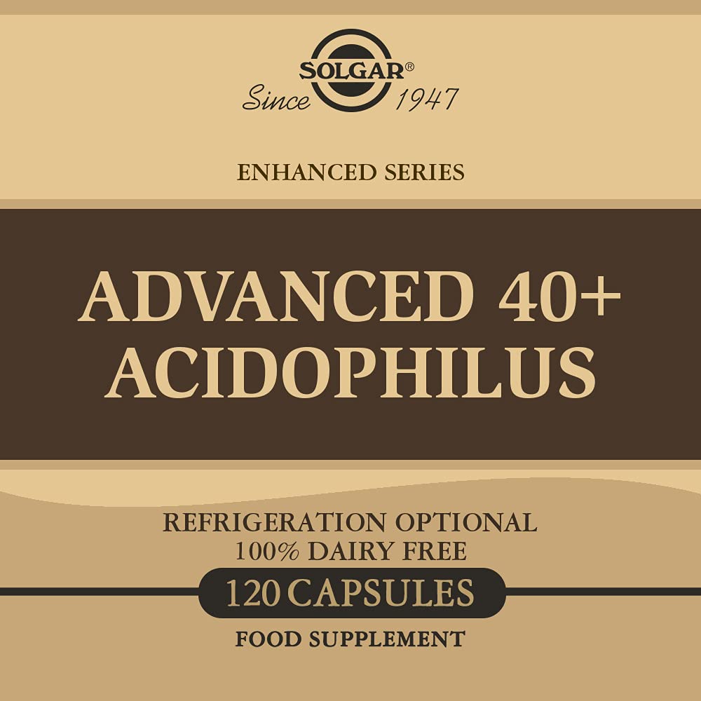 Solgar Advanced 40+ Acidophilus Vegetable Capsules - Pack of 120 - for People Aged 40+, with LA-5 and BB-12 - Maintains Healthy Bacteria Levels