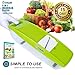 Mandoline Slicer, OCOLEO Julienne Vegetable Slicer - Potato Slicer - Cutter for Cucumber, Onion, Cheese with 5 Stainless Steel Blades with eBook, Peeler and Food Container - Mandolin
