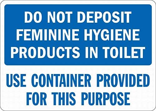 EstherMi19 Do Not Deposit Feminine Hygine Products in Toilet Sign Metal Warning Signs for Property,Aluminum Alert Notice Caution Safety Sign