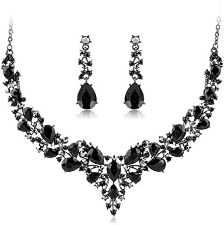 Choker Wedding Jewelry Sets Austrian Crystal Necklace Earrings Set Gifts fit Wedding Dress