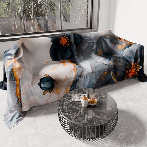 PETTI Artigiani Italiani - Microfibre Furniture Cover, Sofa Cover, 360 x 270 cm, Floral Pattern 06 18 | Washable Protective Cover, Bedspread and Multipurpose Table Cover for Sofas