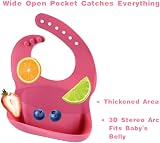 Vicloon Silicone Baby Bib 2PCS Waterproof with Wide Food Catcher Pocket Pink view 3