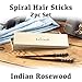 Natural Hair Pin Chopsticks - Pair of Spiral Hair Sticks for Women and Men - Hand Carved Wood Styling Pin Set - Fine Cut Spiral - 7.5 Inches Long