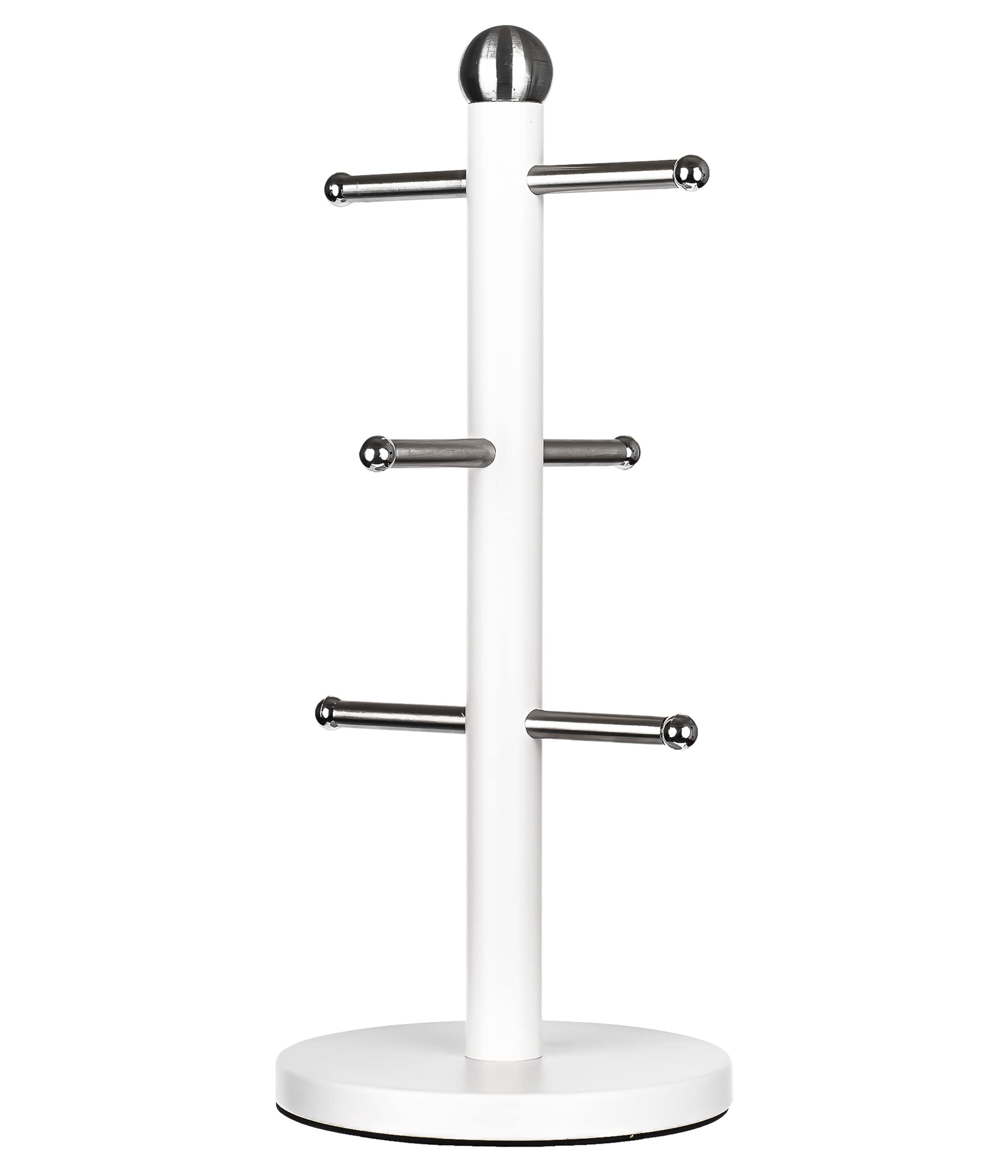 Novel Solutions Stainless Steel Matt White Coated 6 Cups Mug Tree Kitchen Storage Rack