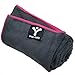 Yoga Mate Soft, Sweat Absorbent, Non-Slip Bikram Yoga Hand Towel, Gray | Pink Trim